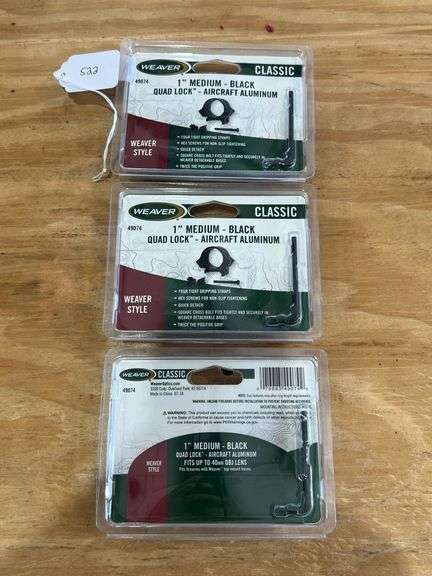 (3) Weaver Scope Ring - 1in Medium Quad Lock image