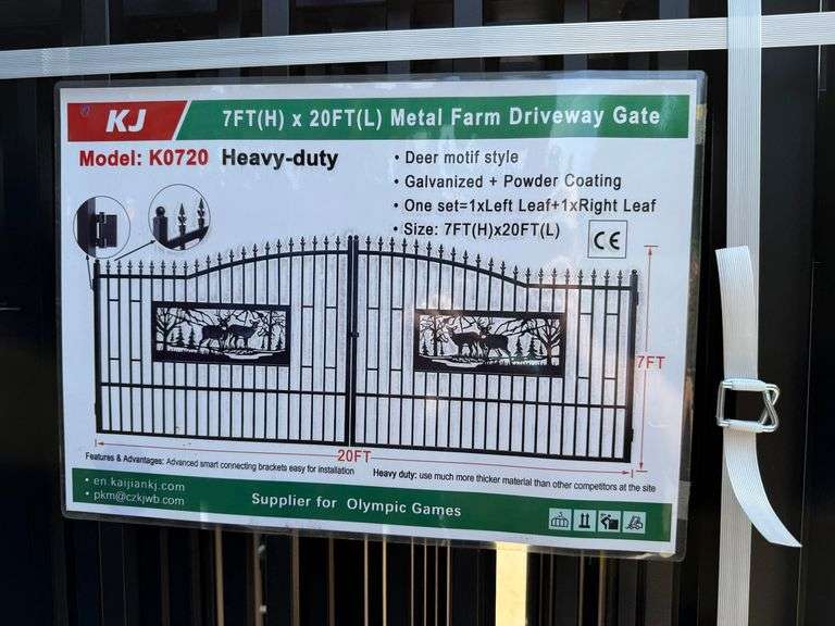 2025 KJ Unused K0720 Heavy Duty Metal Farm Driveway Gates