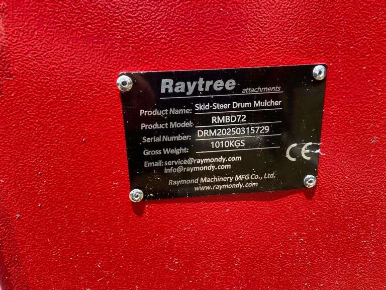 2025 Raytree Unused RMBD72 Skidsteer 72in Drum Mulcher