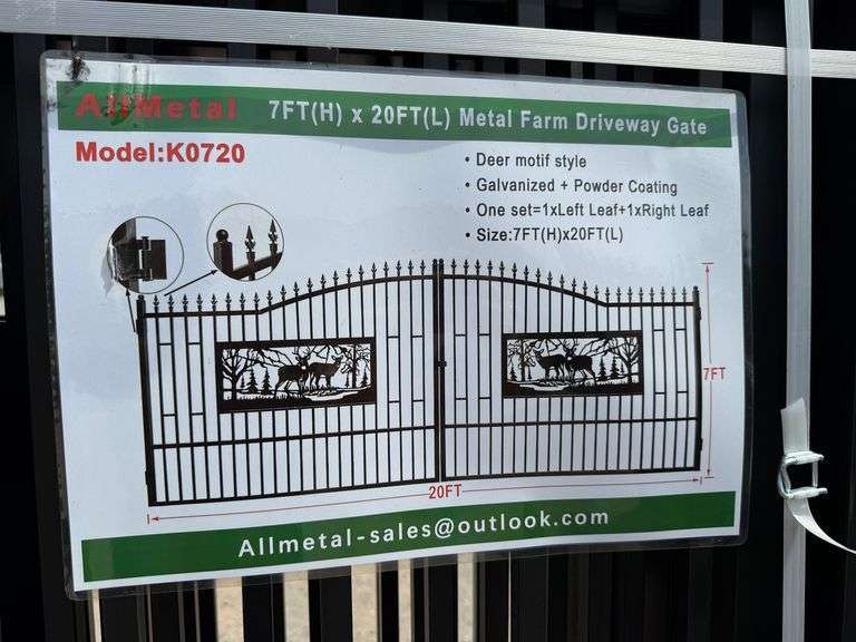 2025 AllMetal Unused K0720 Metal Farm Driveway Gates