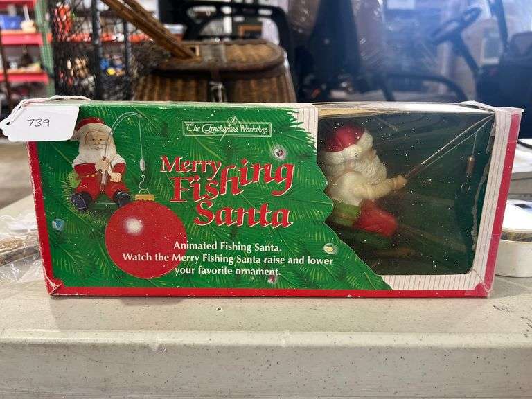 Vintage Merry Fishing Santa Ornament image