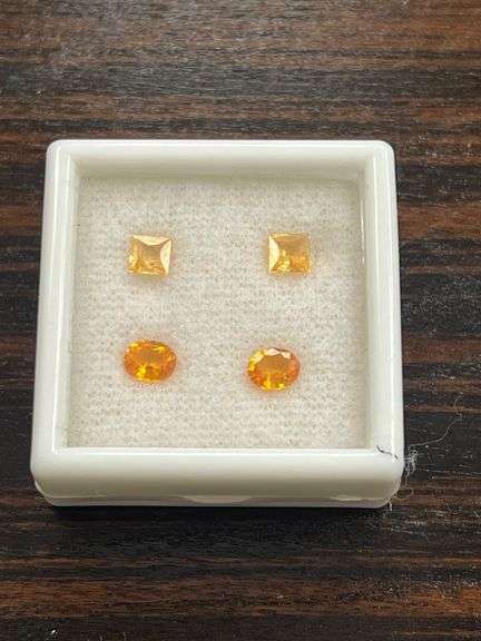 (2) 4mm Golden and (2) 6x4mm Orange Sapphire Gemstones image