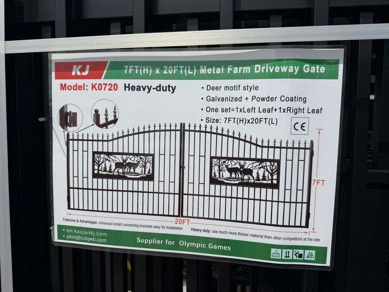 2025 KJ Unused K0720 Heavy Duty Metal Farm Driveway Gates