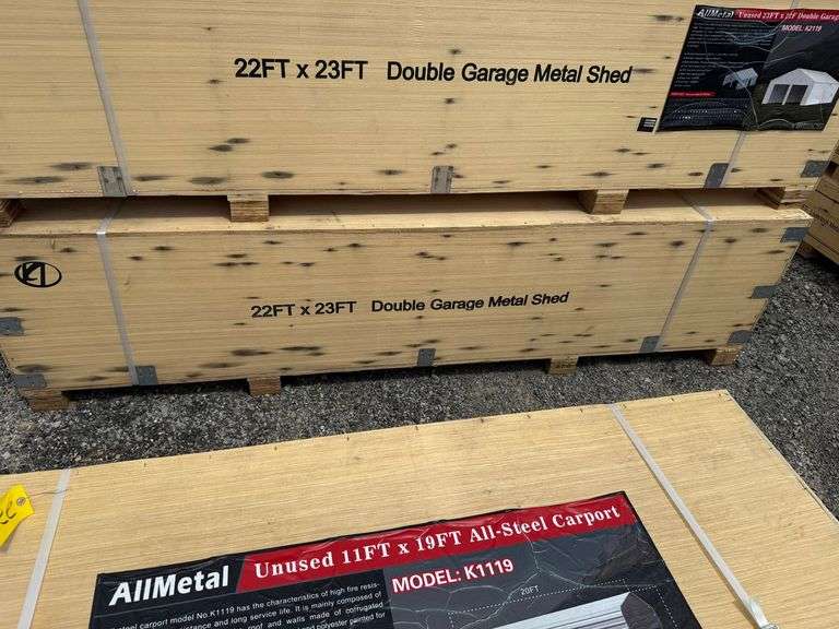 AllMetal Unused K2119 23ftx22ft Double Garage Metal Shed