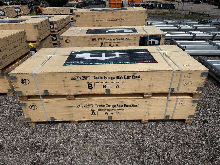 KJ Unused K3325 33ftx25ft Double Garage Steel Barn Shed