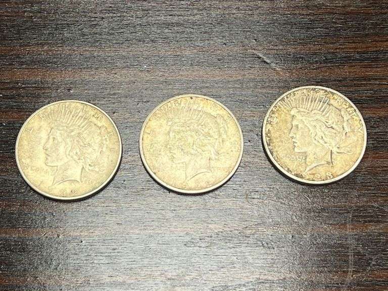 (3) Peace Dollars - 1922, 1922 S, 1923 S image