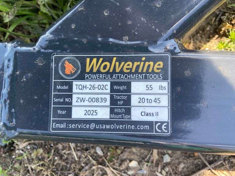 2025 Wolverine TQH-26-02C Unused 3pt Hitch