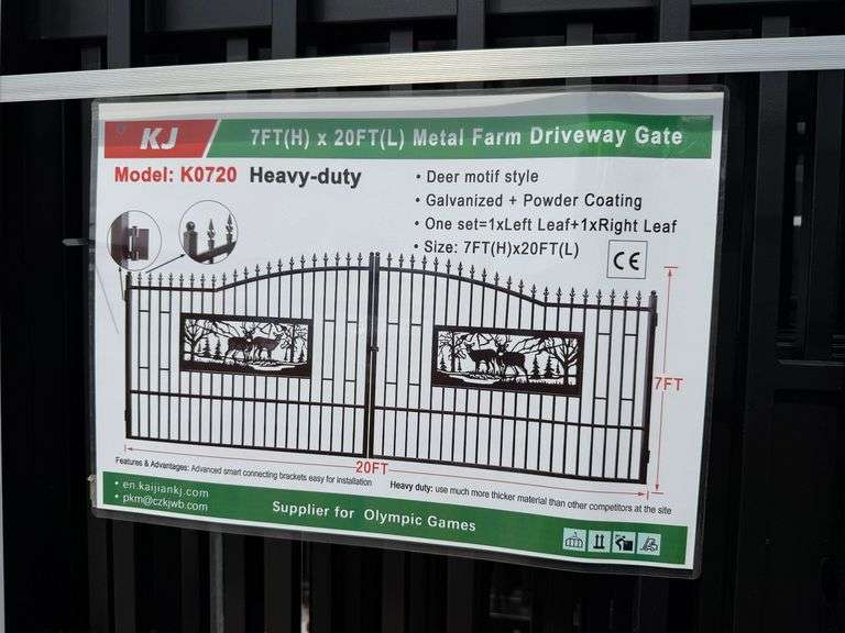 2025 KJ Unused K0720 Heavy Duty Metal Farm Driveway Gates