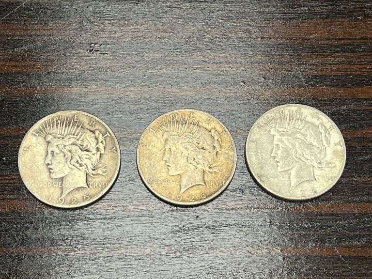 (3) Peace Dollars - 1925, 1926 S, 1926 S image