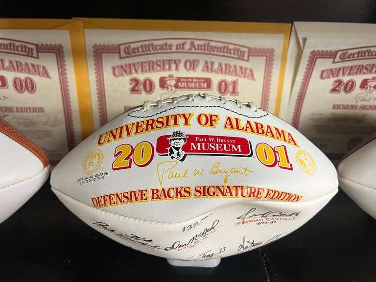 2001 Defensive Backs Signature Edition Autographed Football from the University of Alabama image