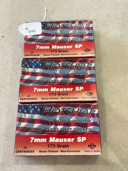 Hotshot 7mm Mauser SP Ammo - 3 Boxes of 20 image