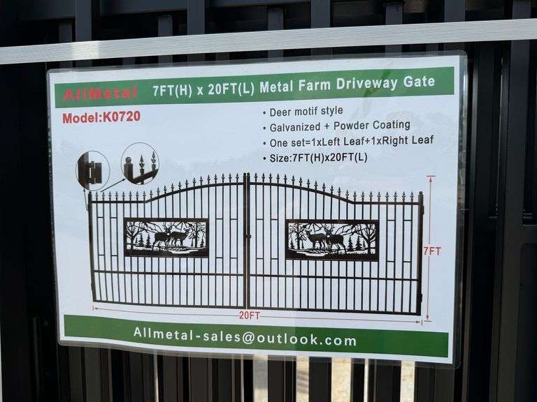 2025 AllMetal Unused K0720 Metal Farm Driveway Gates