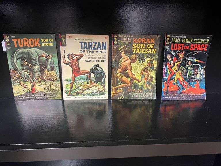 (4) Comics - Tarzan King of the Apes, Korak - Son of Tarzan, Turok - Sone of Stone, Space Family Robinson Lost in Space image