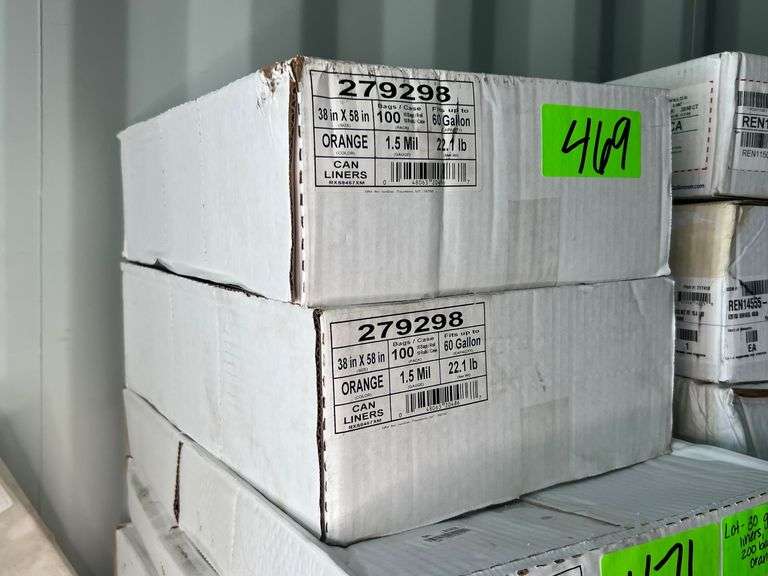 Lot - (2) Boxes 60 Gallon Orange Can Liners image