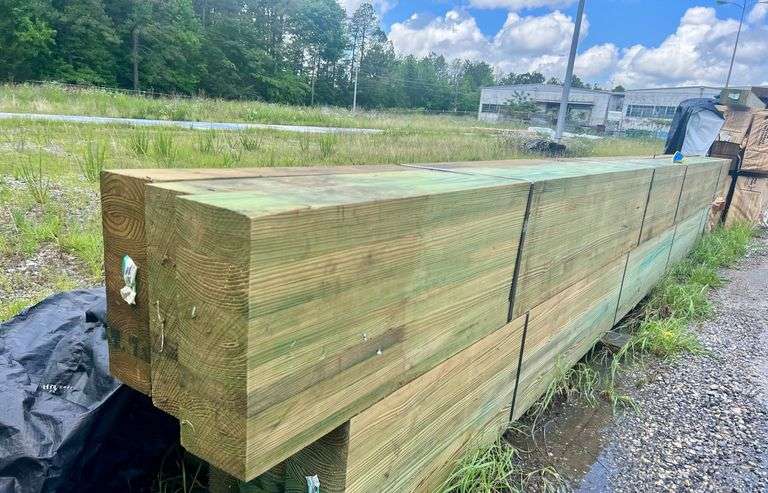 Lot - (3) GluLam Treated Lumber - 5-1/4" x 14" x 20' image