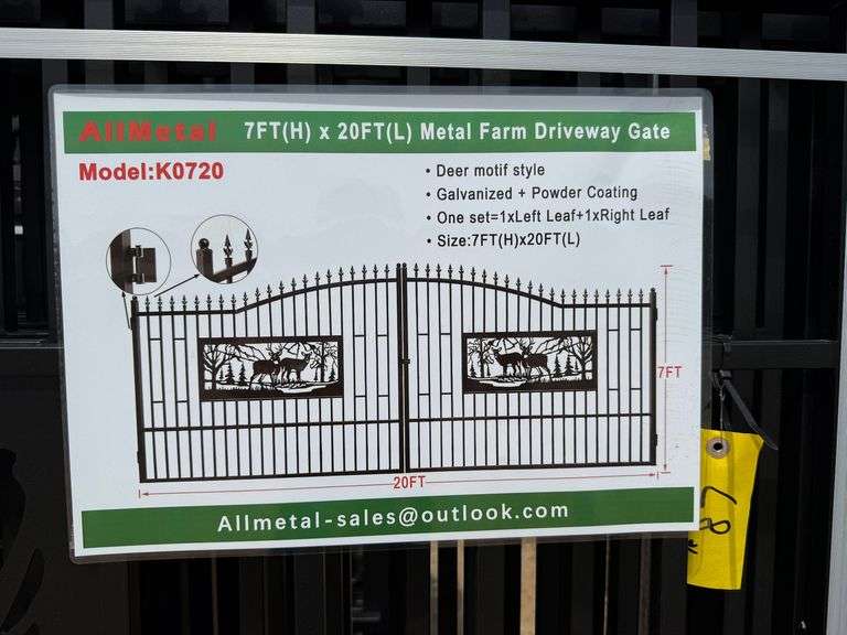 2025 AllMetal Unused K0720 Metal Farm Driveway Gates