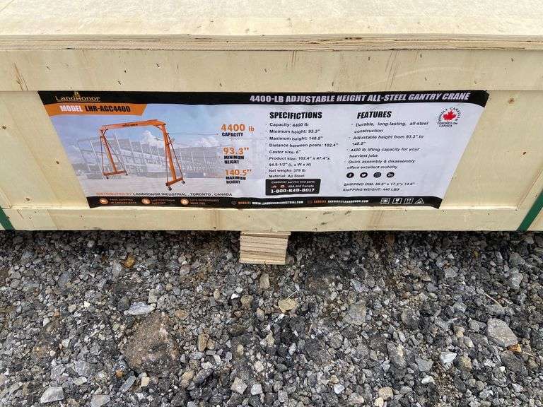 Landhonor Unused LHR-AGC4400 4400LB Adjustable Height All Steel Gantry Crane