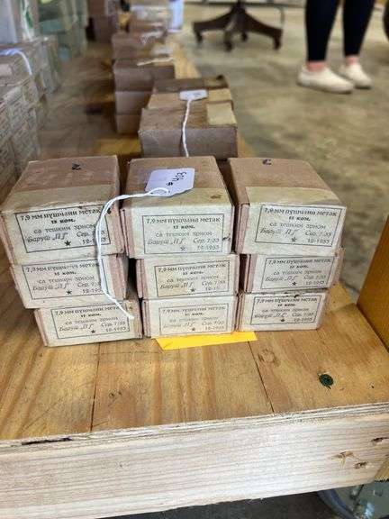 8mm Mauser Ammo, Marked "12-1953" - 9 Boxes of 15 image