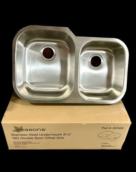 Lot - (3) New Seasons Stainless Steel Offset Undermount Sinks image