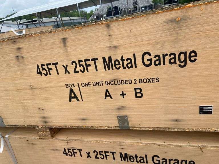 KJ Unused K4525 45ftx25ft Double Garage Steel Barn Shed