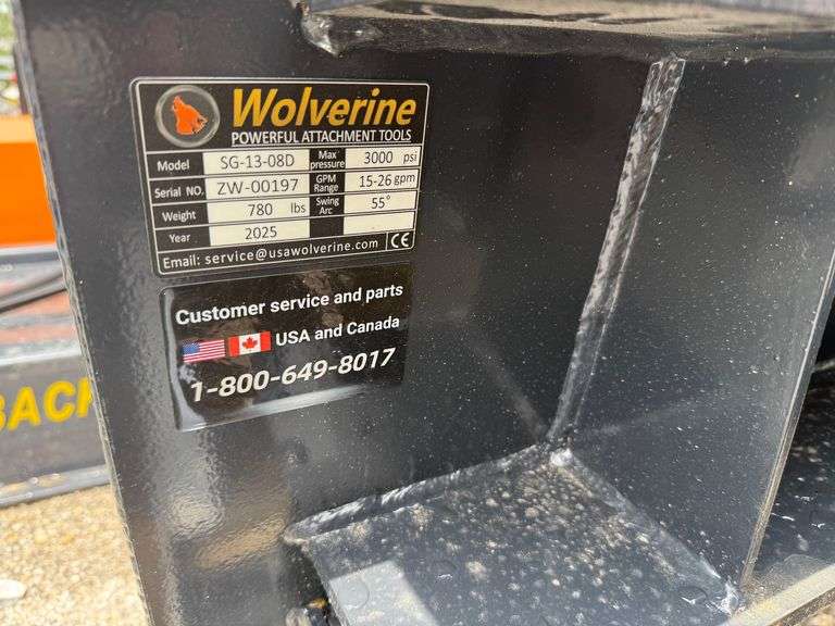 2025 Wolverine Unused SG-13-08D Skidsteer Stump Grinder