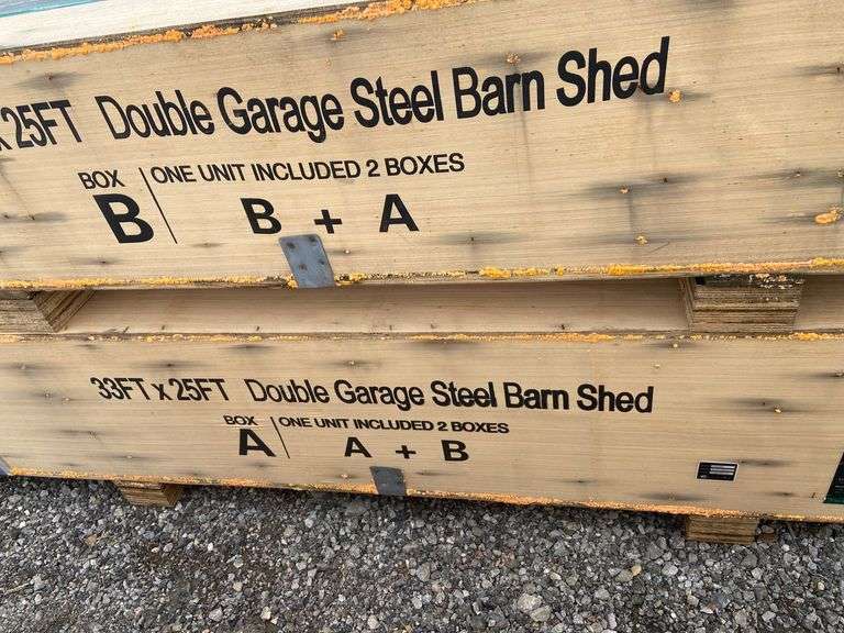 KJ Unused K3325 33ftx25ft Double Garage Steel Barn Shed