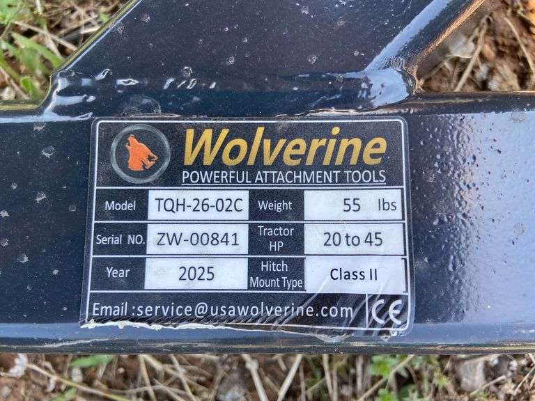 2025 Wolverine TQH-26-02C Unused 3pt Hitch