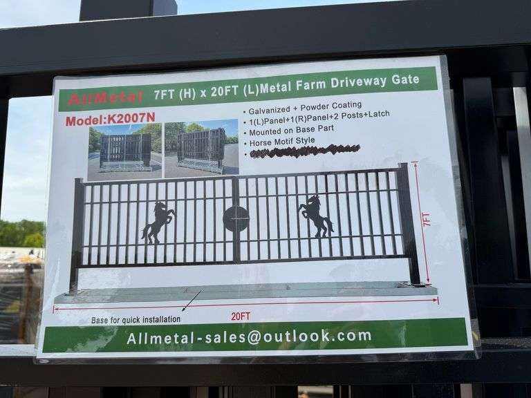 2025 AllMetal Unused K2007N Metal Farm Driveway Gates
