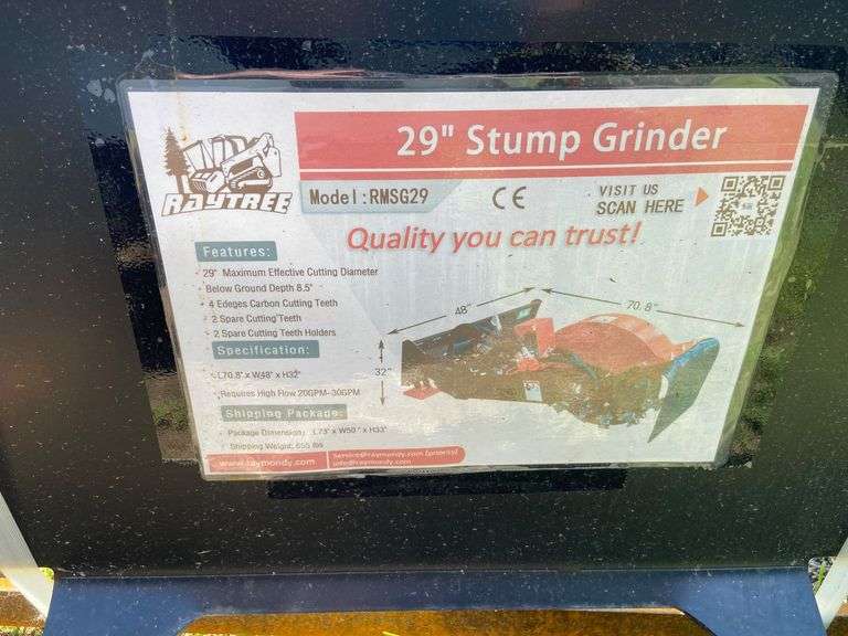 2025 Raytree Unused RMSG29 Skidsteer 29in Stump Grinder