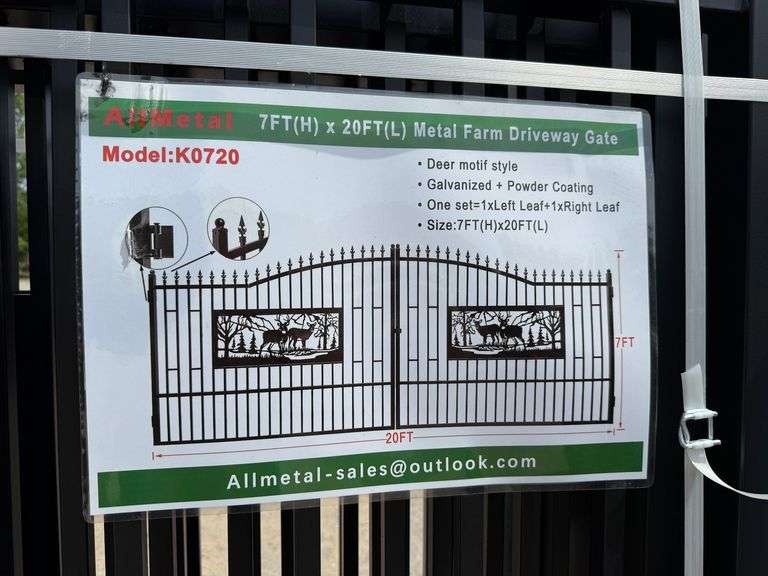 2025 AllMetal Unused K0720 Metal Farm Driveway Gates