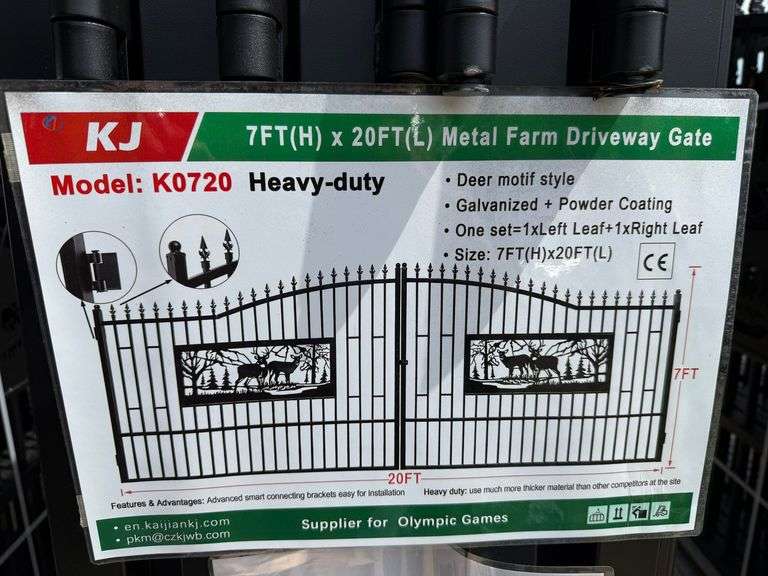 2025 KJ Unused K0720 Heavy Duty Metal Farm Driveway Gates