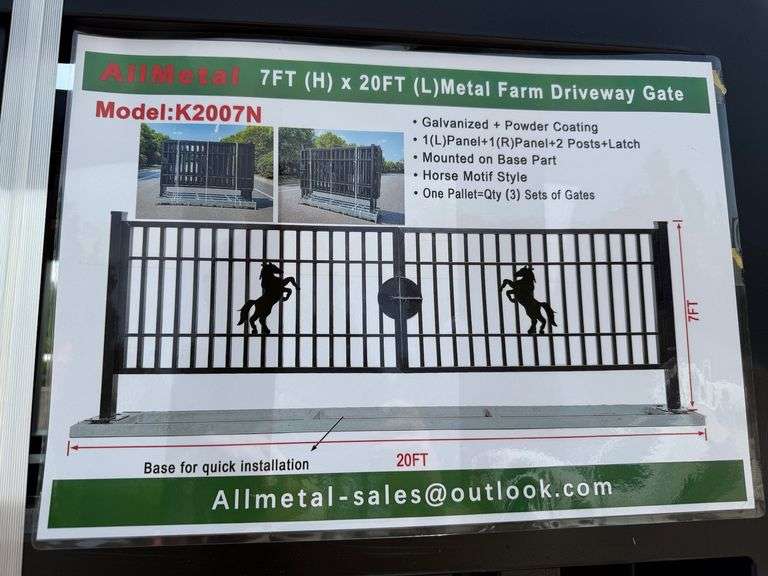 2025 AllMetal Unused K2007N Metal Farm Driveway Gates