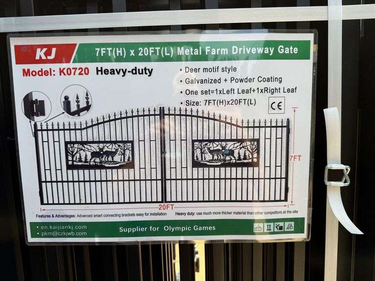 2025 KJ Unused K0720 Heavy Duty Metal Farm Driveway Gates