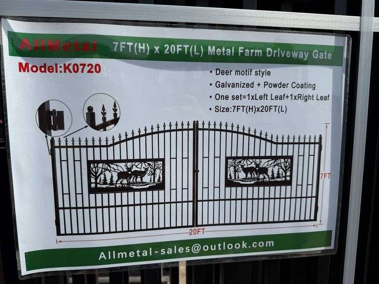 2025 AllMetal Unused K0720 Metal Farm Driveway Gates