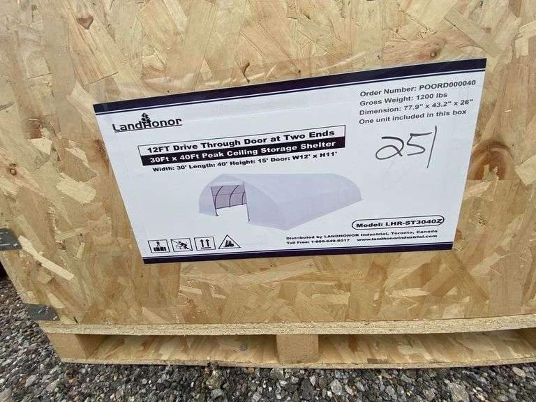 2025 Landhonor Unused LHR-ST3040Z 30FTx40FT Peak Ceiling Storage Shelter