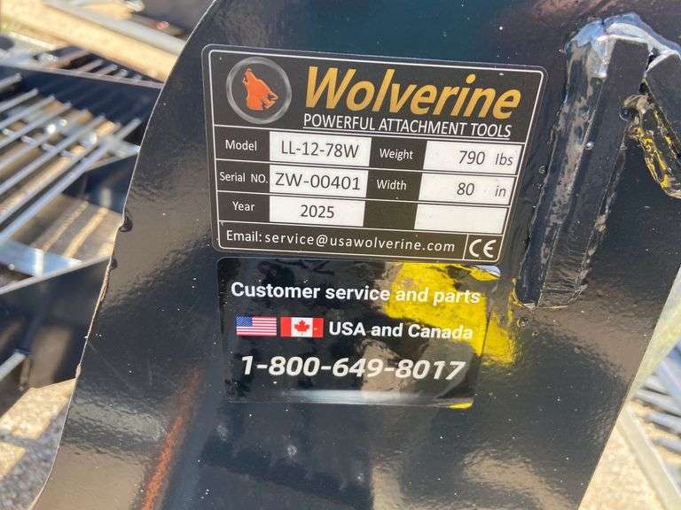 2025 Wolverine Unused LL-12-78W Skidsteer Land Leveler