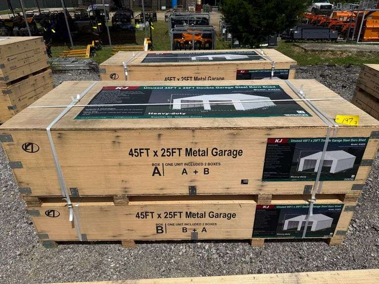 KJ Unused K4525 45ftx25ft Double Garage Steel Barn Shed
