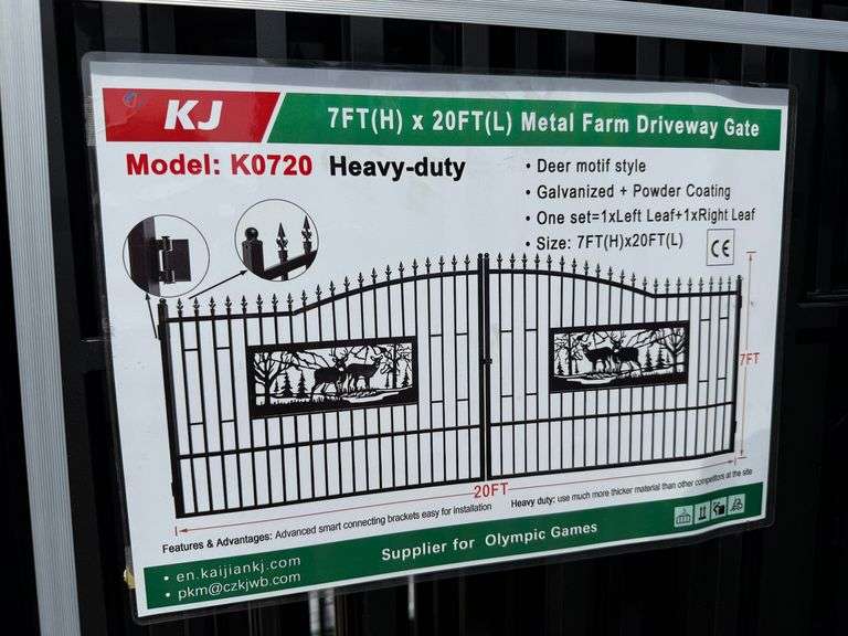 2025 KJ Unused K0720 Heavy Duty Metal Farm Driveway Gates