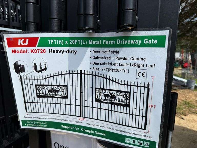 2025 KJ Unused K0720 Heavy Duty Metal Farm Driveway Gates
