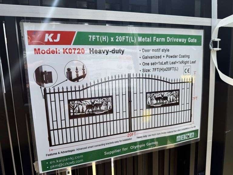 2025 KJ Unused K0720 Heavy Duty Metal Farm Driveway Gates