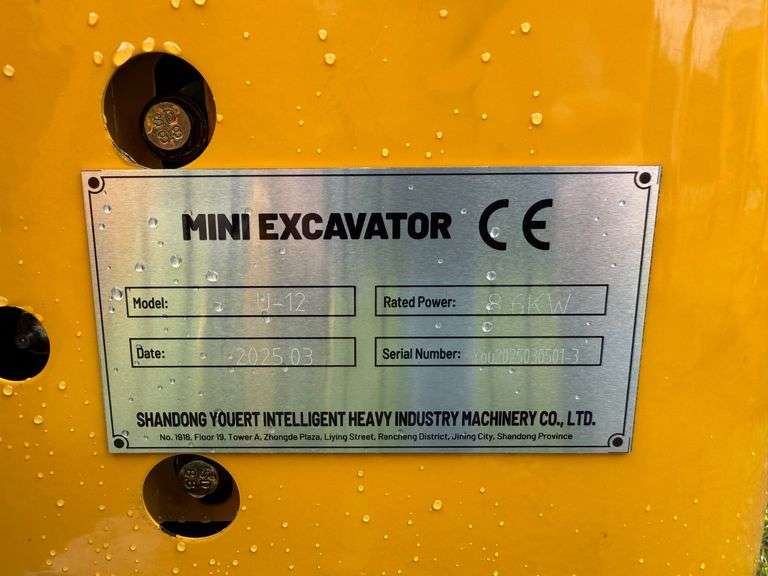 2025 Youert Unused U-12 Mini-Excavator