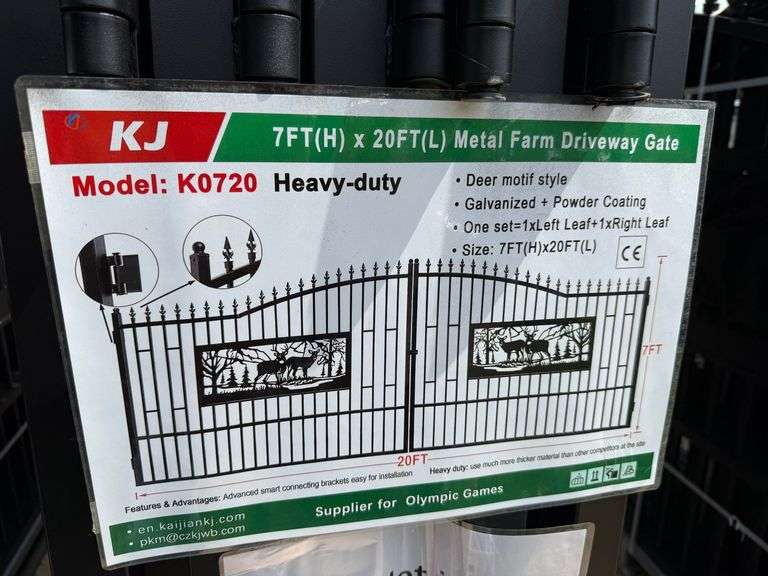 2025 KJ Unused K0720 Heavy Duty Metal Farm Driveway Gates