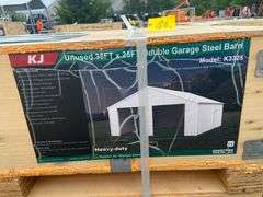 KJ Unused K3325 33ftx25ft Double Garage Steel Barn Shed