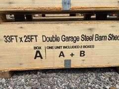 KJ Unused K3325 33ftx25ft Double Garage Steel Barn Shed