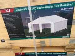 KJ Unused K4525 45ftx25ft Double Garage Steel Barn Shed