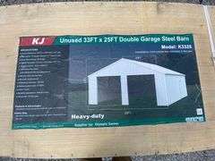KJ Unused K3325 33ftx25ft Double Garage Steel Barn Shed