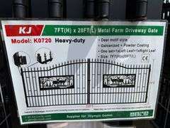2025 KJ Unused K0720 Heavy Duty Metal Farm Driveway Gates