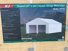 KJ Unused K2119 23ftx22ft Double Garage Metal Shed