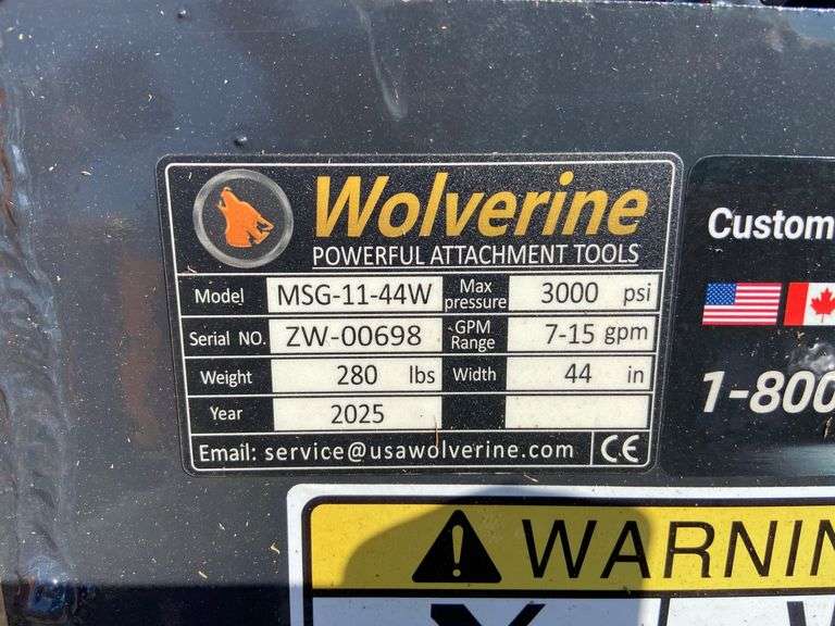 2025 Wolverine Unused MSG-11-44W Mini Skid Steer Stump Grapple