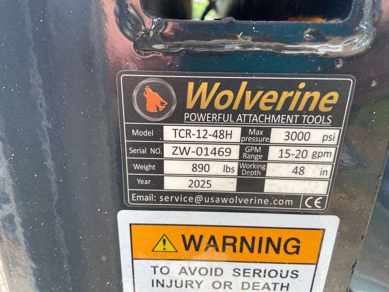 2025 Wolverine Unused TCR-12-48H Skid Steer Trencher